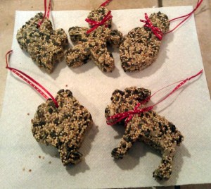 My seed cake ornaments with their hanging loops.