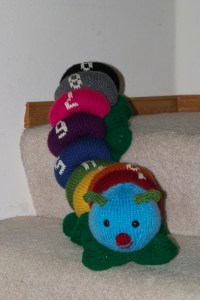 What walks down stairs....