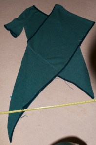 The measure here is lined up with the new tail and the side drape point.