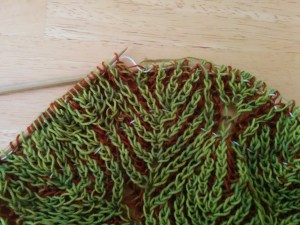 As you can see here, in rows prior I did my increase in the wrong spine instead of the center.