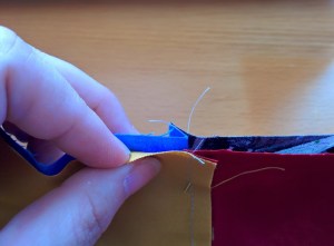 I'm holding the seam a bit open here so you can see how they come together.