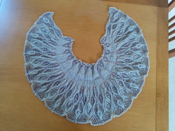 Its a nice crescent shawl with a bit of a ruffle/flutter texture